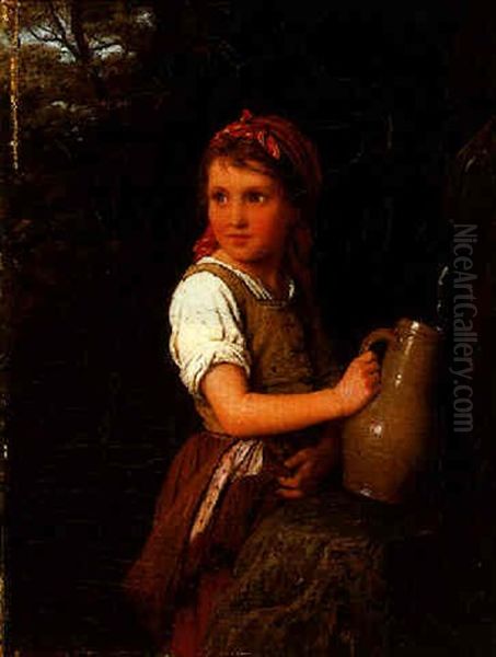 At The Spring Oil Painting by Johann Georg Meyer von Bremen