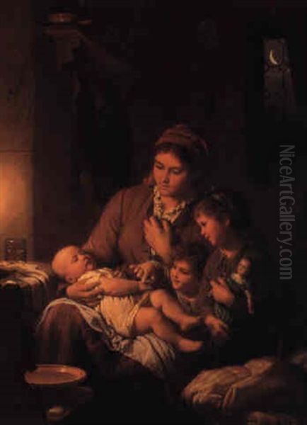 Bruderchen Schlaft Oil Painting by Johann Georg Meyer von Bremen