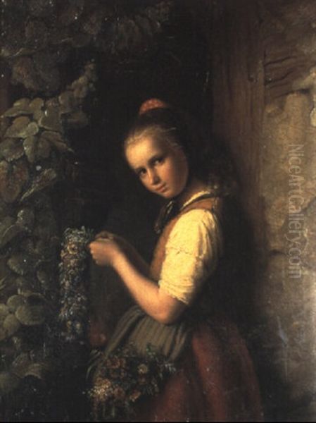 Madchen Mit Blumengebinde by Johann Georg Meyer von Bremen