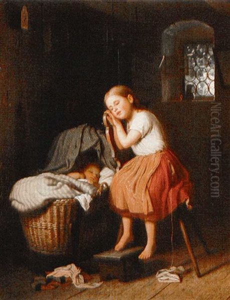 Mittagsruhe Oil Painting by Johann Georg Meyer von Bremen