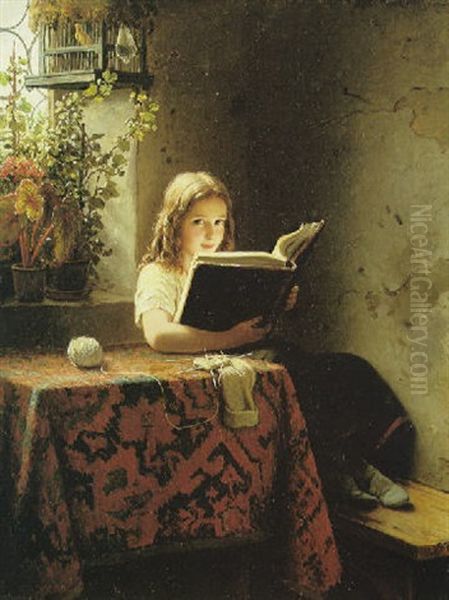 Das Lesende Madchen Oil Painting by Johann Georg Meyer von Bremen