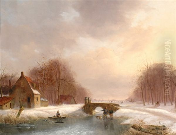 Winter Landscape Oil Painting by Anthony Andreas de Meyer