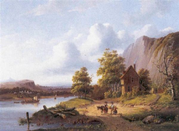 Geanimeerd Landschap Oil Painting by Anthony Andreas de Meyer