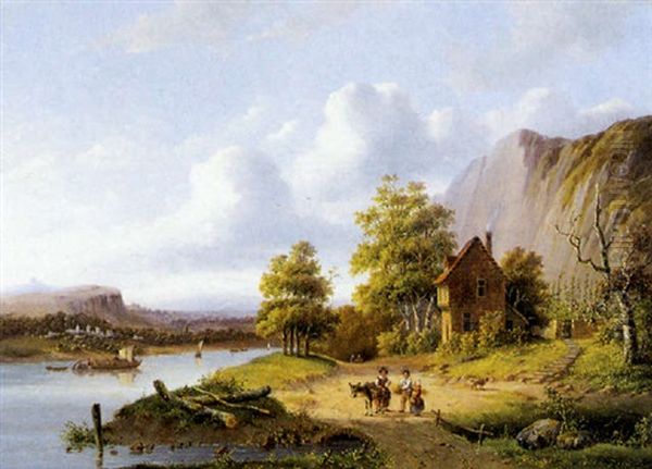 Geanimeerd Landschap Oil Painting by Anthony Andreas de Meyer