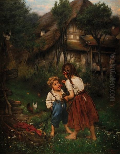 La Cueillette Des Cerises Oil Painting by Carl Diethelm Meyer