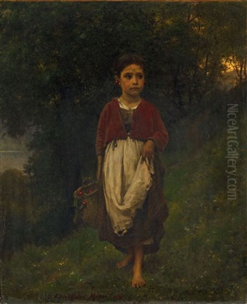 Kirschenmadchen Oil Painting by Carl Diethelm Meyer