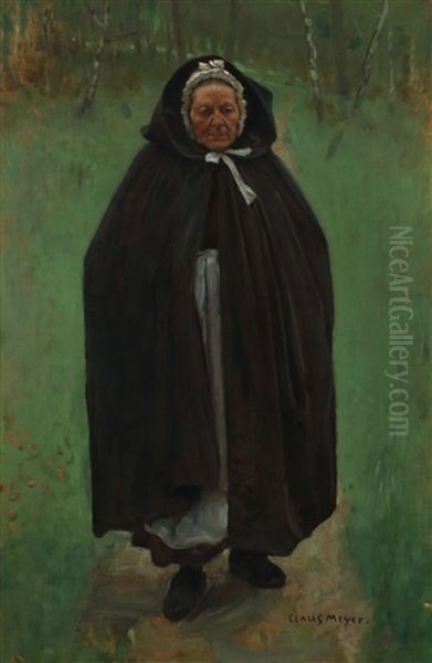 Frau Auf Waldweg Oil Painting by Claus Meyer