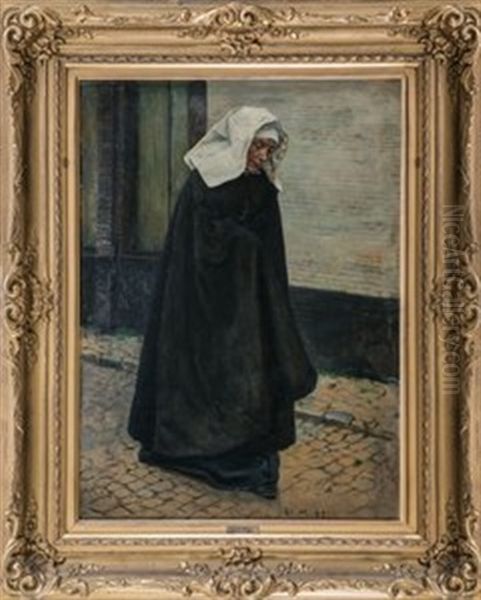 Nonne Beim Spaziergang Oil Painting by Claus Meyer