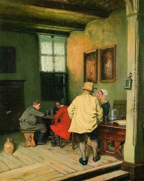 Gesprache In Der Stube Oil Painting by Claus Meyer