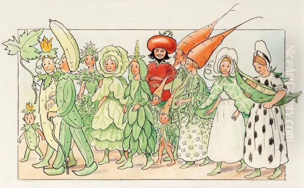 Fest I Potatislandet Oil Painting by Elsa Beskow