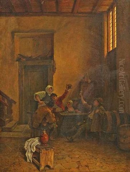 Wirtshausinterieur Mit Zechenden Bauern Oil Painting by Claus Meyer