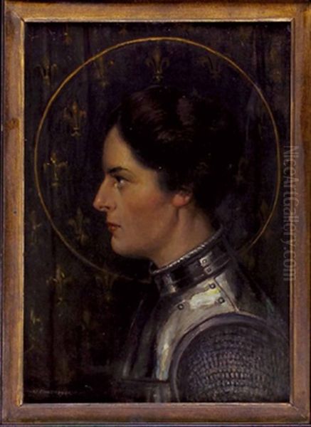 Portrait Einer Jungen Dame Im Profil Als Hl. Jeanne D'arc Oil Painting by Claus Meyer