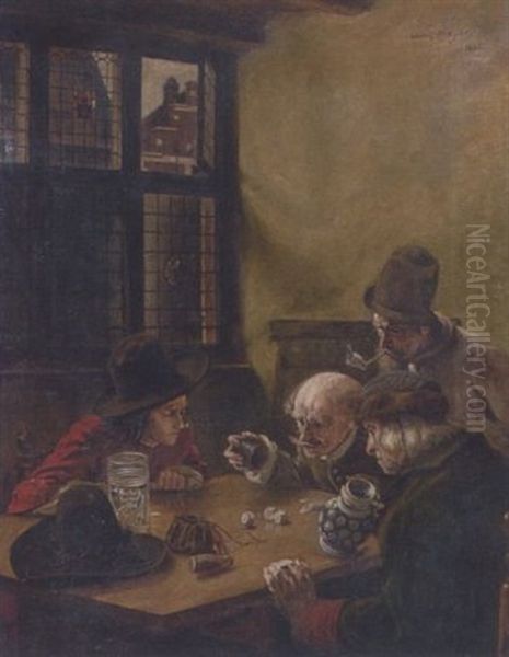 Wurfelspieler In Der Stube Oil Painting by Claus Meyer