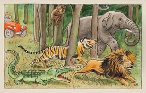 In The Jungle Oil Painting by Elsa Beskow