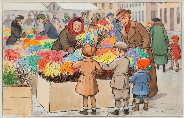 Fastlagsrisen Oil Painting by Elsa Beskow