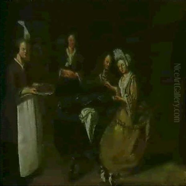 Scene D'auberge: Le Repas Galant Oil Painting by Dietrich Meyer