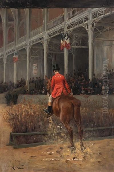 Concours Hippique Au Palais De L'industrie A Paris Oil Painting by Emile Meyer