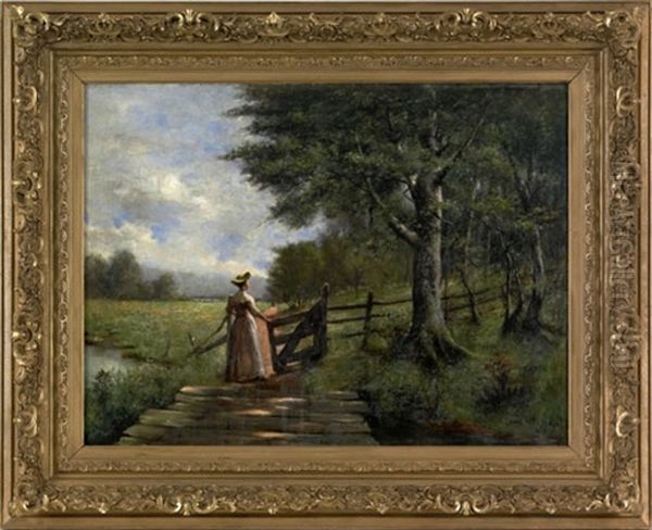 Wooded Landscape With A Woman Oil Painting by Emile Meyer