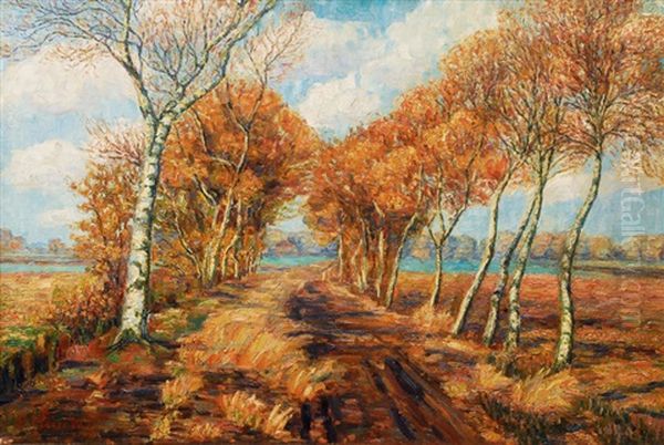 Worpswede In The Autumn Oil Painting by Emmy Meyer