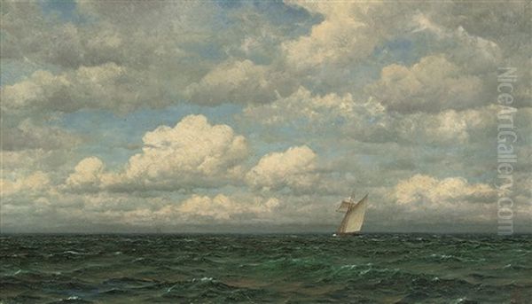 Yachts On The Open Sea (+ Crossing The Horizon; Pair) Oil Painting by Frederick William Meyer