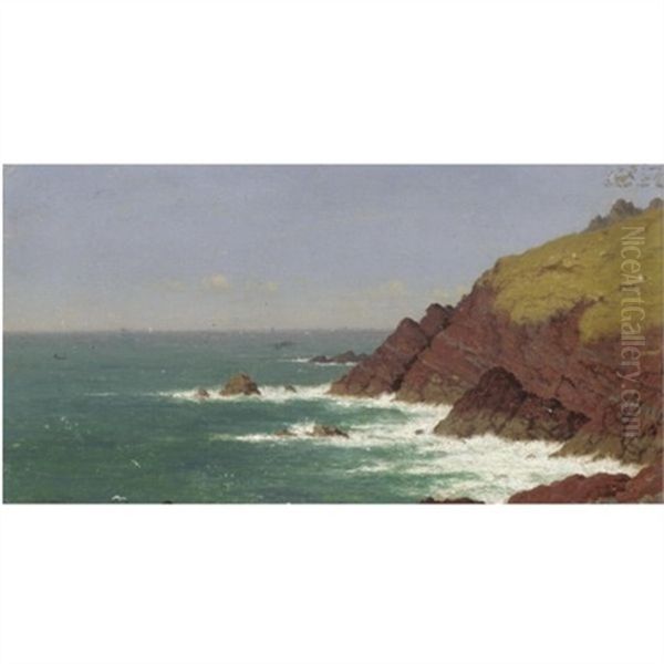 Walking By The Sea (+ A Rocky Coast; Pair) Oil Painting by Frederick William Meyer