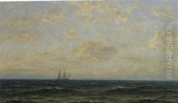 A Brigantine At Dusk Oil Painting by Frederick William Meyer