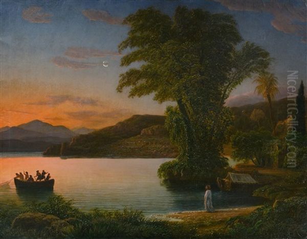 Jesus Erscheint Sieben Jungern Am See Tiberias Oil Painting by Friedrich Meyer