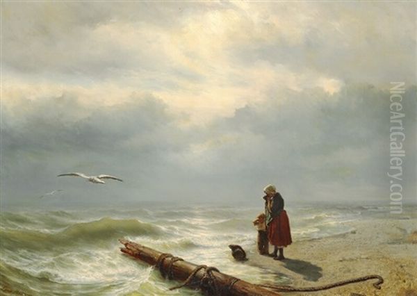 A Wreck Oil Painting by Johan Hendrik Meyer