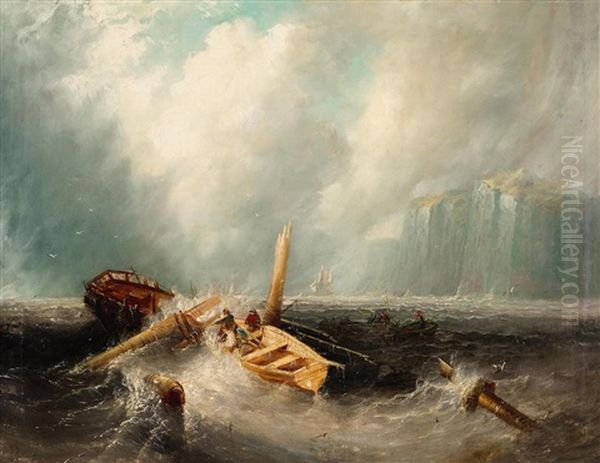 A Shipwreck Off The Coast Of Dover Oil Painting by Johan Hendrik Meyer