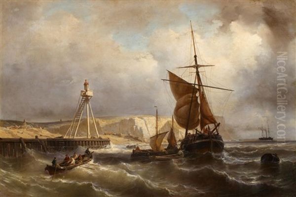 Sturmische See Vor Dover Oil Painting by Johan Hendrik Meyer