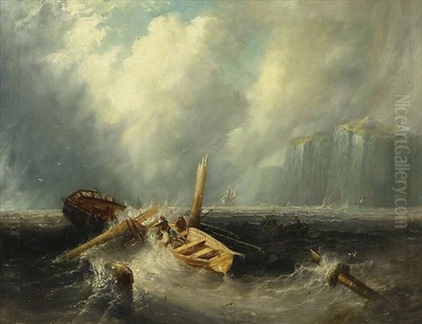 Schipbreuk Voor Noorse Kust Oil Painting by Johan Hendrik Meyer