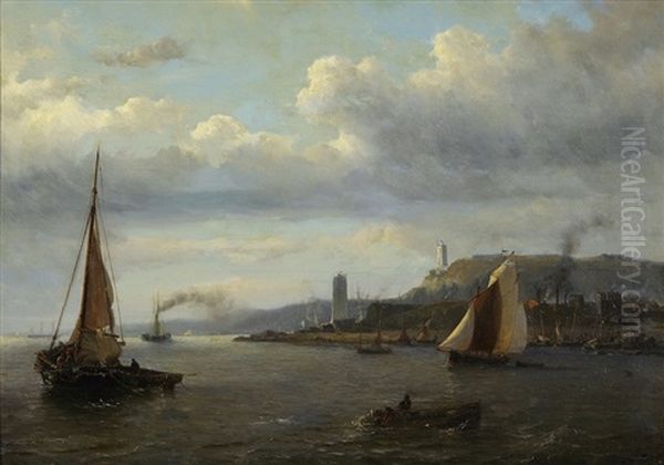 Schepen Voor De Kust Oil Painting by Johan Hendrik Meyer