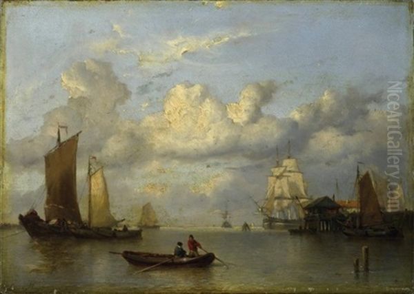 Reges Treiben Im Hafen Oil Painting by Johan Hendrik Meyer