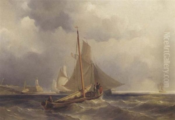 Ankering Before The Storm Oil Painting by Johan Hendrik Meyer