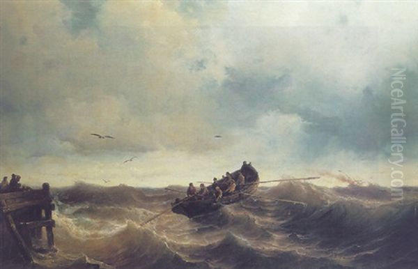 Rescue On The Way Oil Painting by Johan Hendrik Meyer