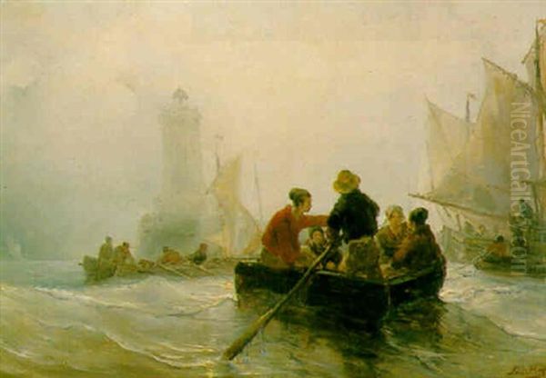 The Ferry Oil Painting by Johan Hendrik Meyer