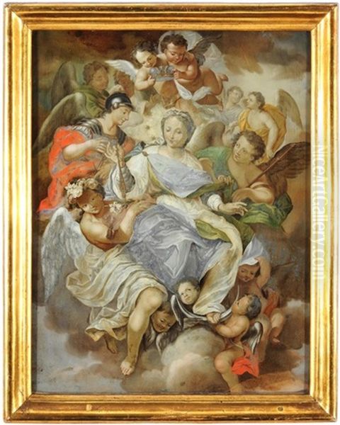 Die Himmelfahrt Der Maria, Begleitet Von Putti Und Engeln Oil Painting by Johann Crescenz Meyer