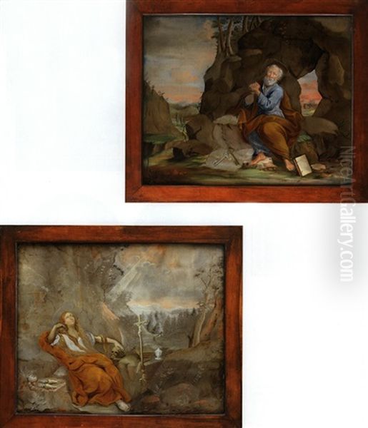 Petrus (+ Maria Mgdalena; Pair) Oil Painting by Johann Crescenz Meyer