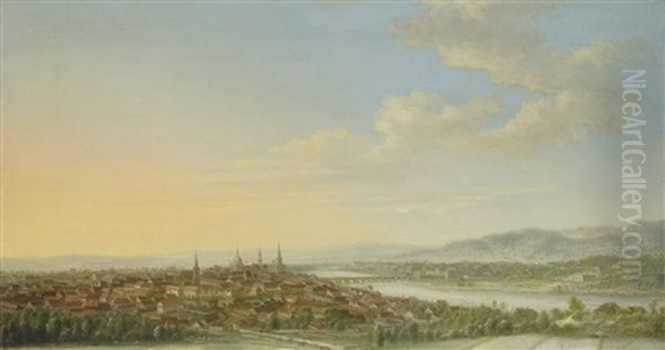 A Panoramic View Of Dresden Oil Painting by Johann Friedrich Meyer