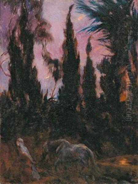 Oasis In The Night Oil Painting by Paul-Albert Louis Besnard