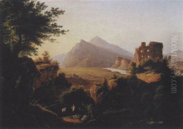 Landschaft Bei Ragaz Oil Painting by Johann Jakob Meyer