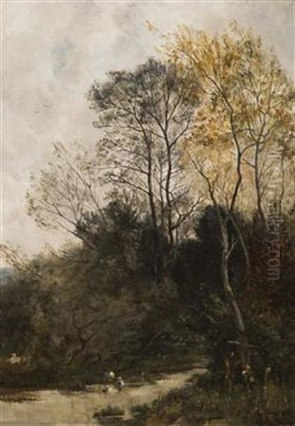 Trees By The Water Oil Painting by Carl Theodor Meyer-Basel