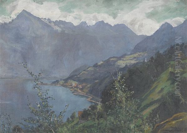 Blick Auf Kurfirsten Oil Painting by Carl Theodor Meyer-Basel