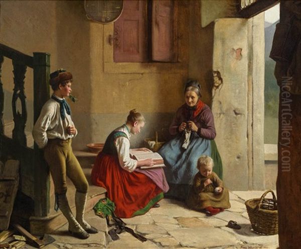 Hausliche Szene Oil Painting by Franz Meyerheim