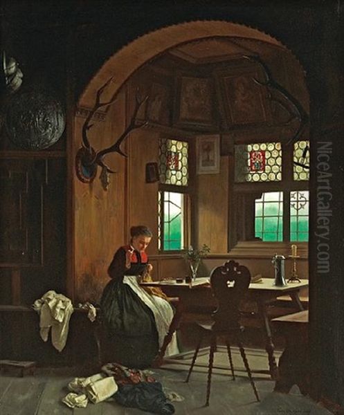 The Seamstress Oil Painting by Franz Meyerheim