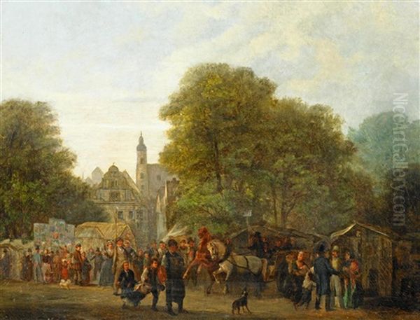 Markttreiben In Einer Stadt Oil Painting by Friedrich Eduard Meyerheim