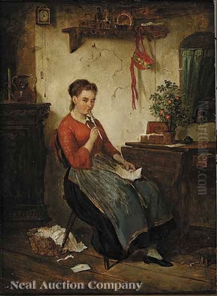 Der Liebesbrief Oil Painting by Friedrich Eduard Meyerheim