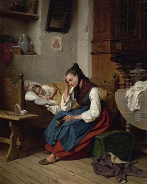 Mutter Und Kind Oil Painting by Friedrich Eduard Meyerheim