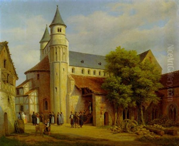 Die Stiftskirche Von Gernrode Am Harz Oil Painting by Friedrich Eduard Meyerheim