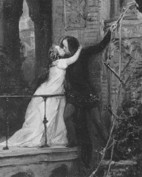 Romeo Und Julia Auf Dem Balkon Oil Painting by Friedrich Eduard Meyerheim